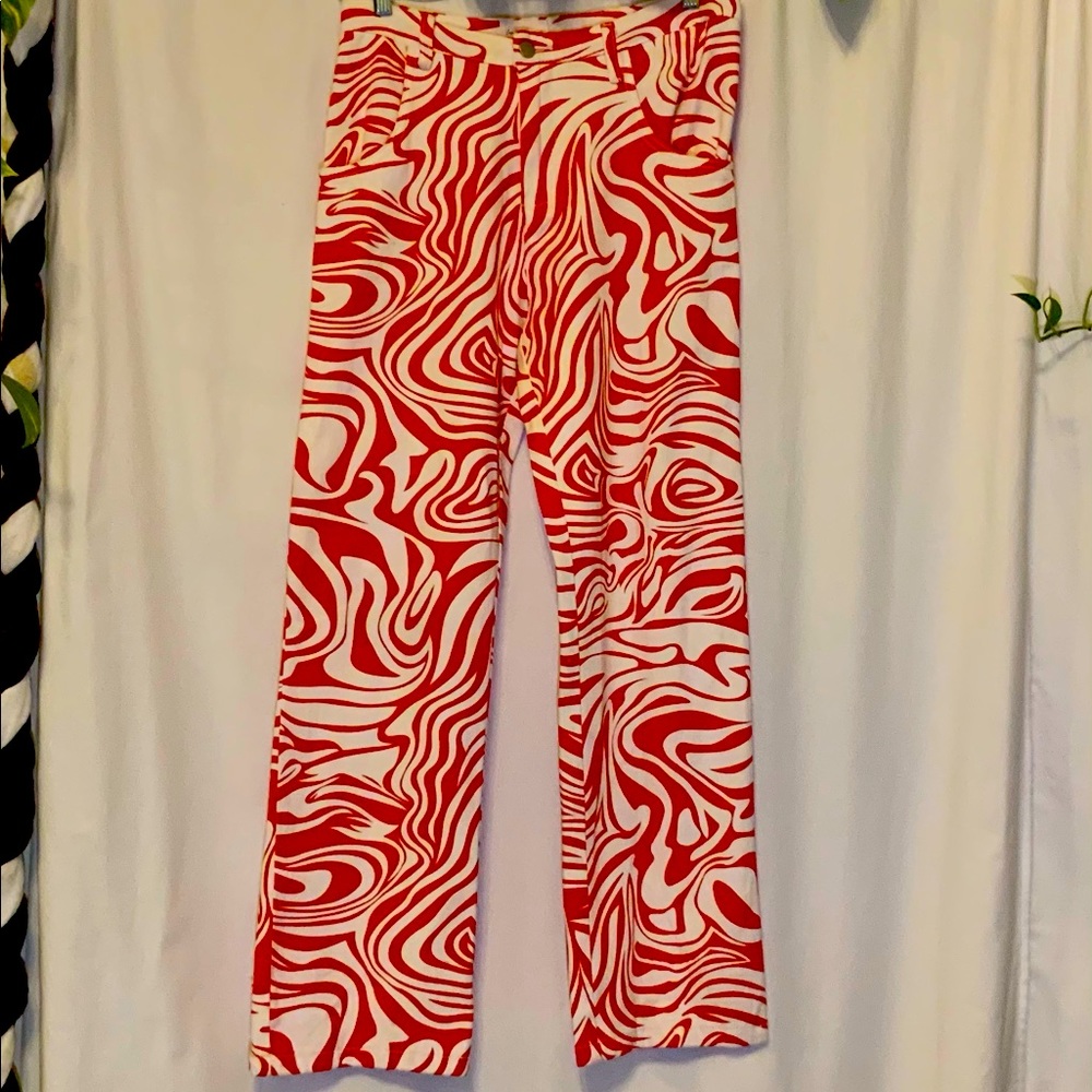 Wide Leg Psychedelic Zebra Print Pants